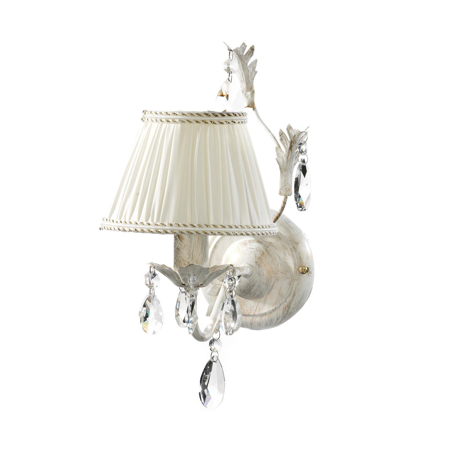 Wandleuchte 4669/Ap - Weiß, Natur, Glas/Textil (25/16/30cm)