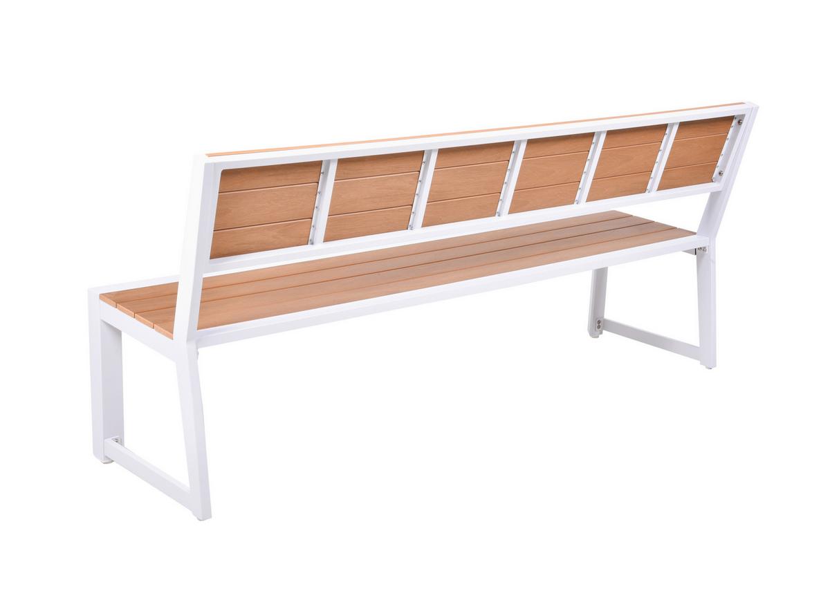 Gartenbank Venice - Weiß/Braun, Basics, Kunststoff/Metall (180/81/59cm) - Gardenson