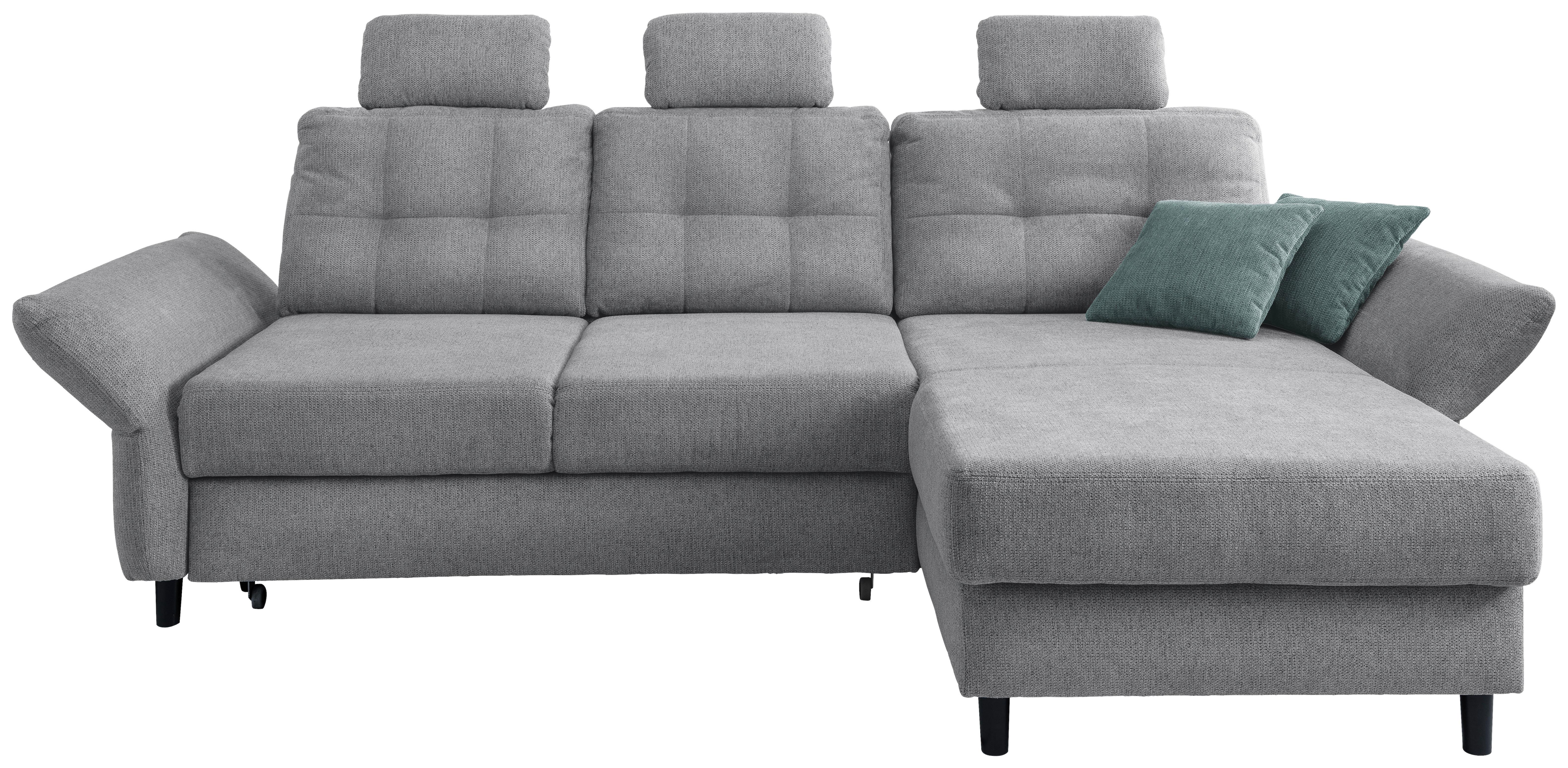 Ecksofa Brizzini Silberfarben S: 250-280/176 cm - Mintgrau/Silberfarben, MODERN, Holz/Textil (250-280/176cm) - Livetastic