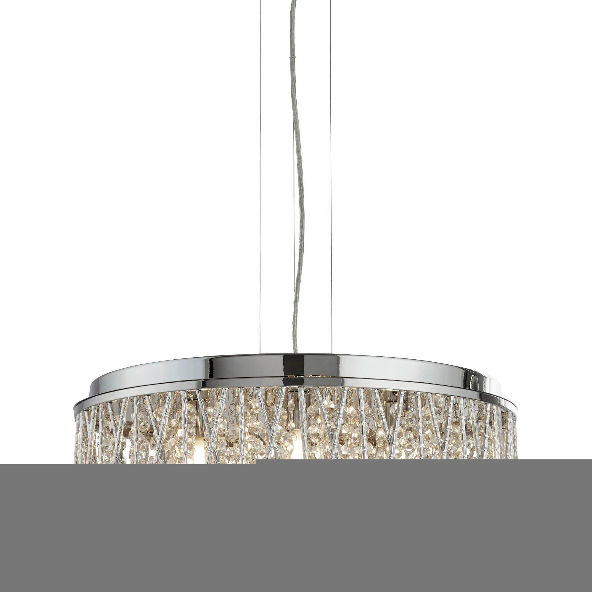 Hängeleuchte Elise H: 135 Cm 7-Flammig, Höhenverstellbar - Chromfarben, KONVENTIONELL, Glas/Metall (48/135cm)