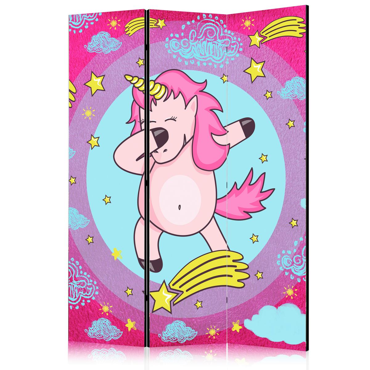 Paravent Pink Hellblau B: 135 cm - Pink/Hellblau, Basics, Holz/Textil (135/172/3cm) - artgeist