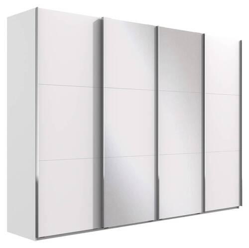 Schwebetürenschrank Mit Spiegel 350cm Level 36a, Weiß - Weiß, Basics, Glas/Holzwerkstoff (350/216/65cm) - MID.YOU