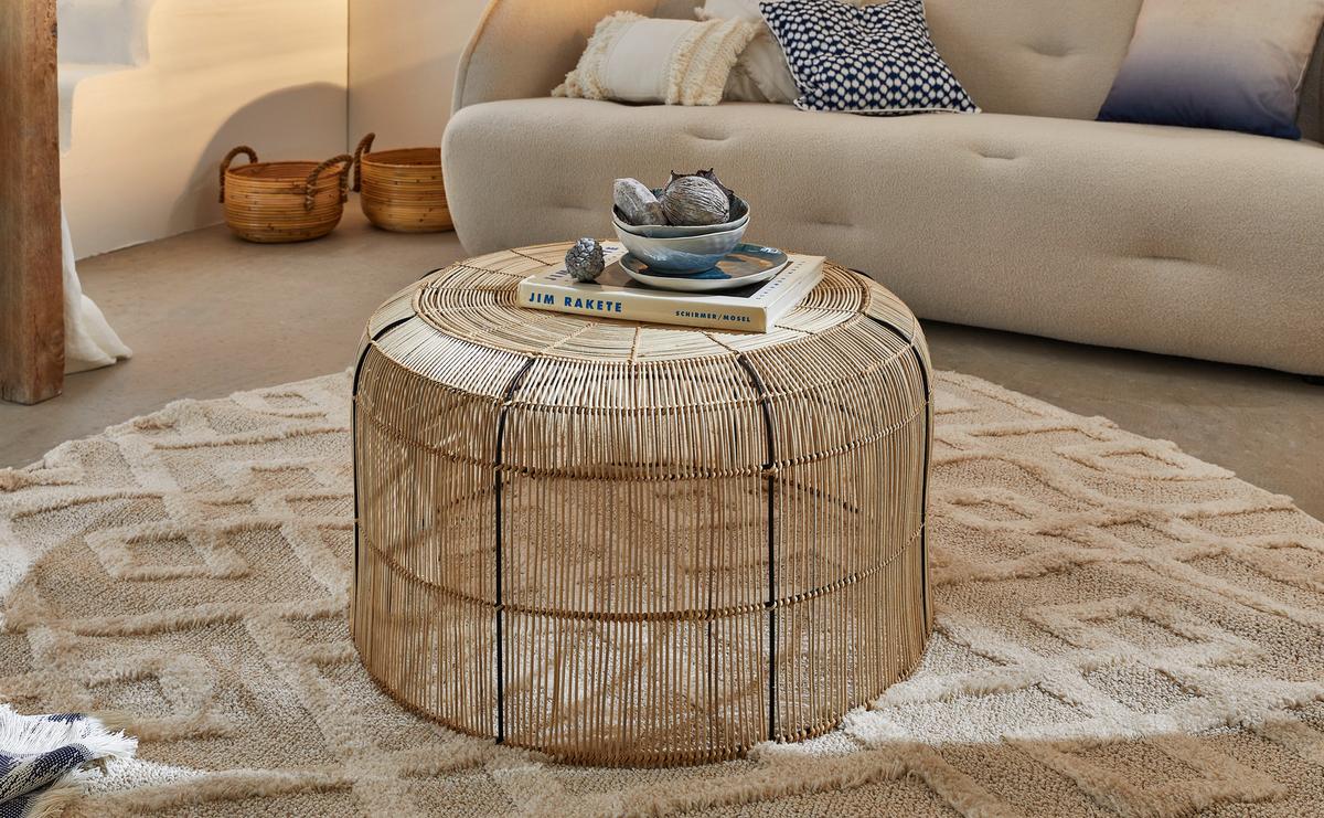 Webteppich Creme Pisa Rund ⌀ 200 cm - Creme, KONVENTIONELL, Textil (200cm)