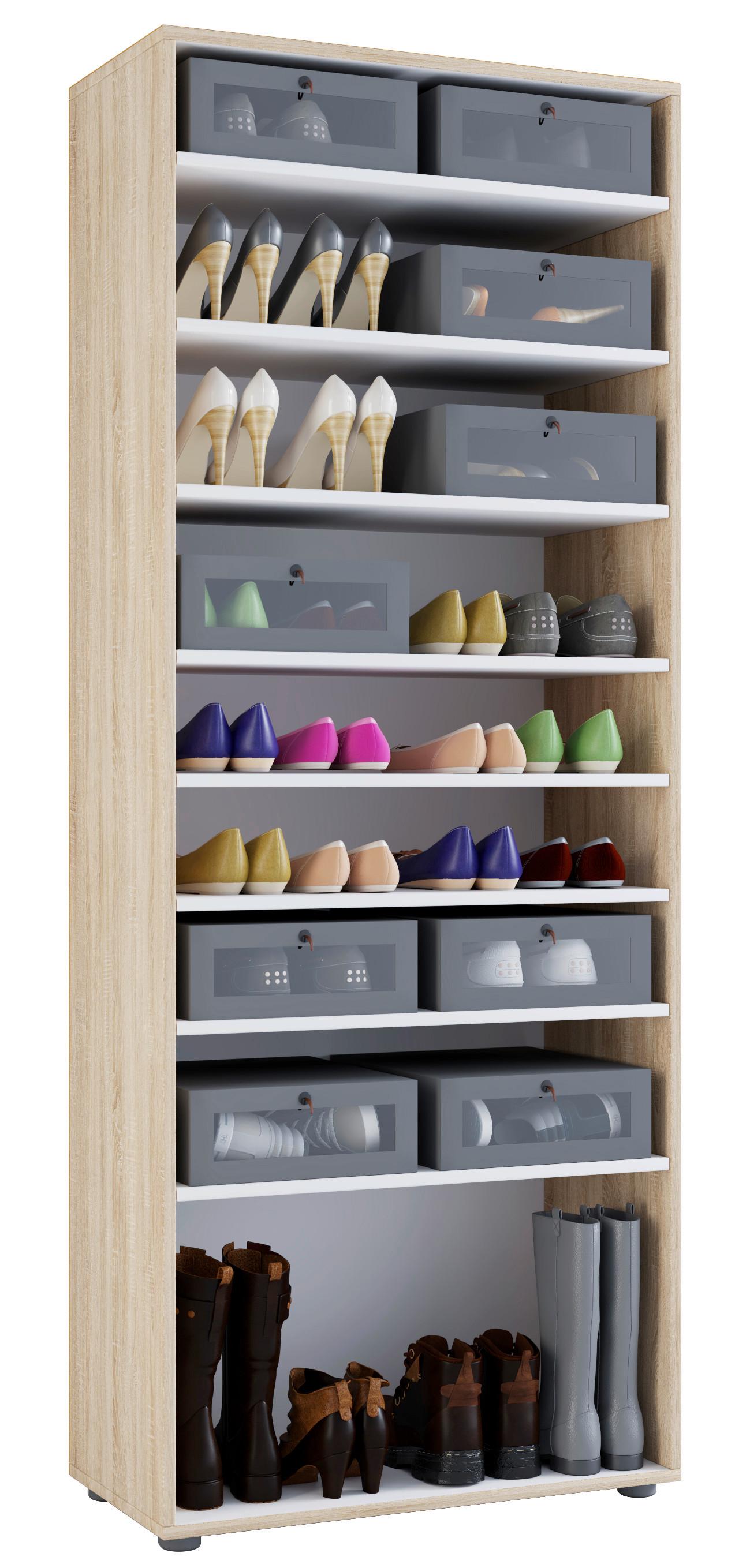 Schuhschrank Vandol Sonoma Eiche Dekor B: 71 cm - Sonoma Eiche, Design, Holzwerkstoff (71/180/37cm) - MID.YOU
