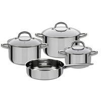 Kochtopfset Montreal Edelstahl, Rostfrei, 4-Teilig - Klar/Edelstahlfarben, Basics, Glas/Metall - GSW