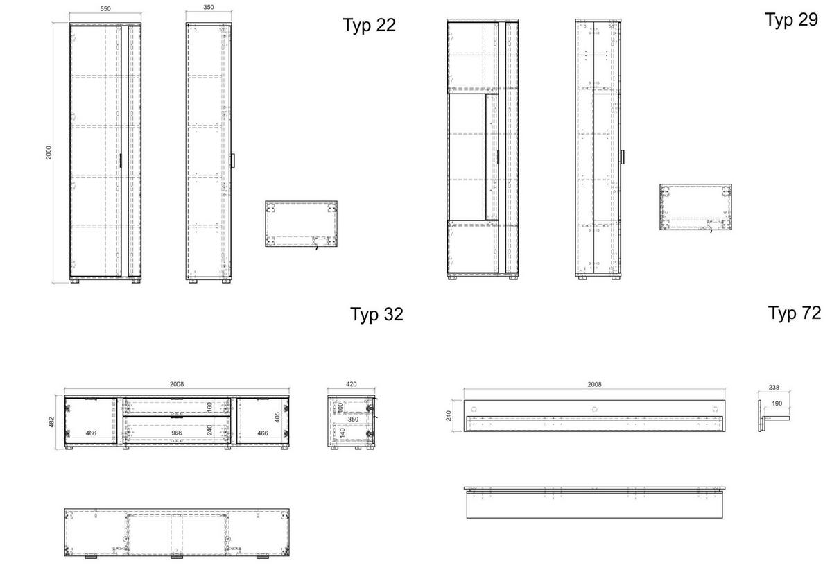 Wohnwand Long Island Weiß/Eiche Wotan B: 330cm - Silberfarben/Eiche Wotan, Design, Glas/Holzwerkstoff (330/200/42cm) - MID.YOU