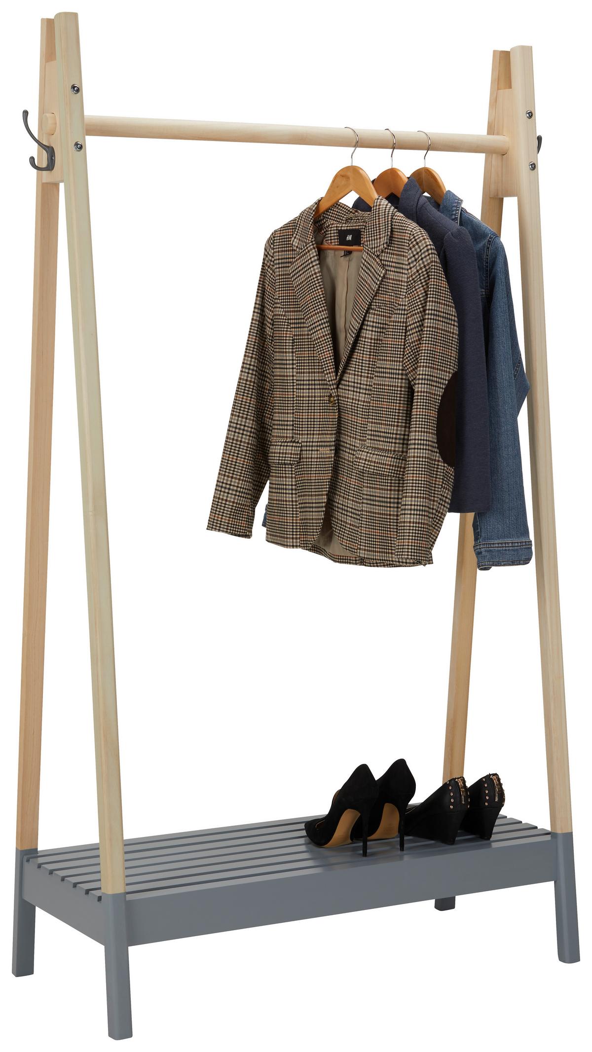 VEŠIAK NA ODEVY TADEO - prírodná farba/tmavosivá, Modern, drevo/kompozitné drevo (105,5/170/46cm) - Mömax