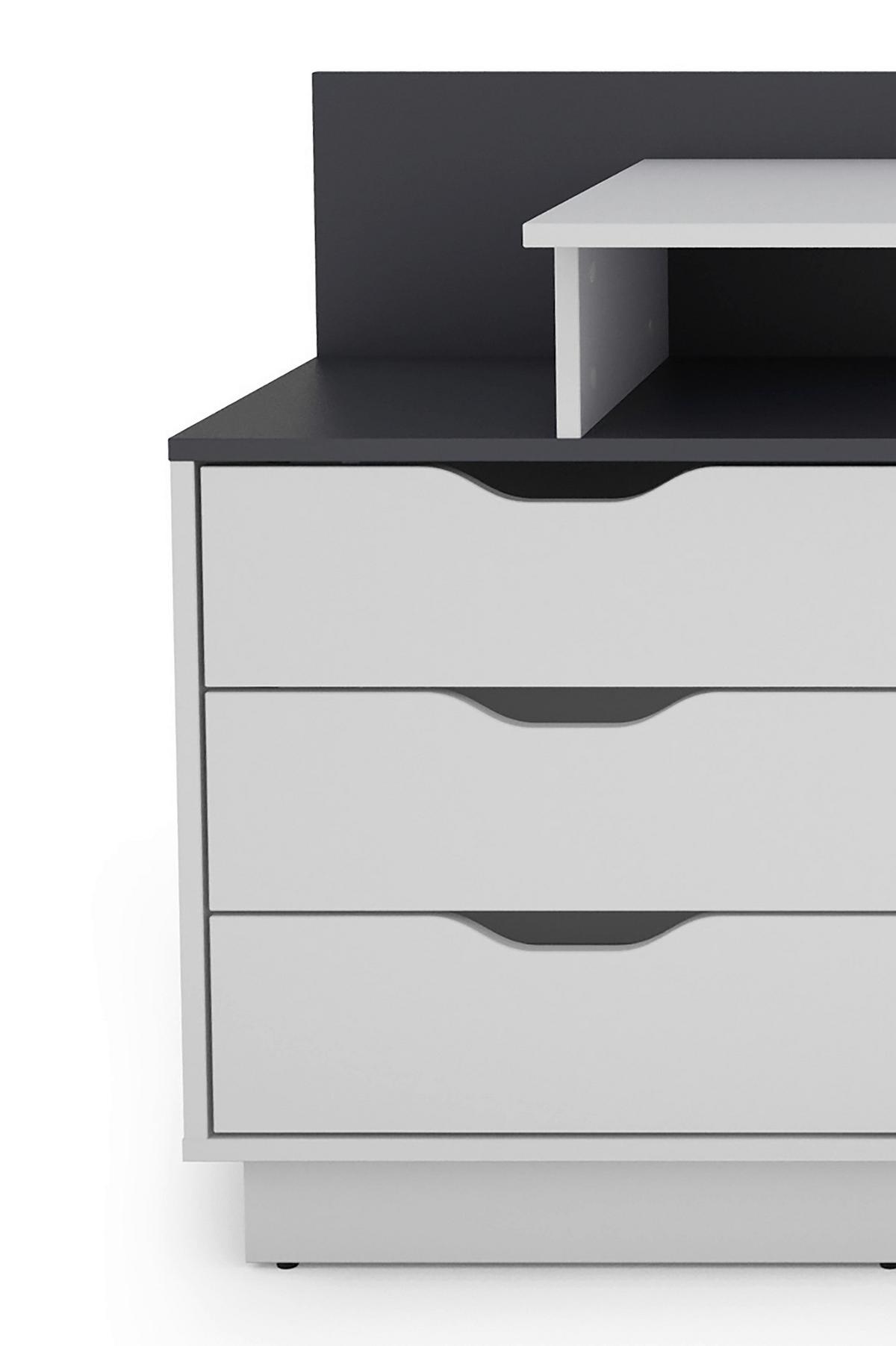 Schreibtisch Belfast - Anthrazit/Weiß, MODERN, Holzwerkstoff (138/51,5/83,5cm) - MID.YOU