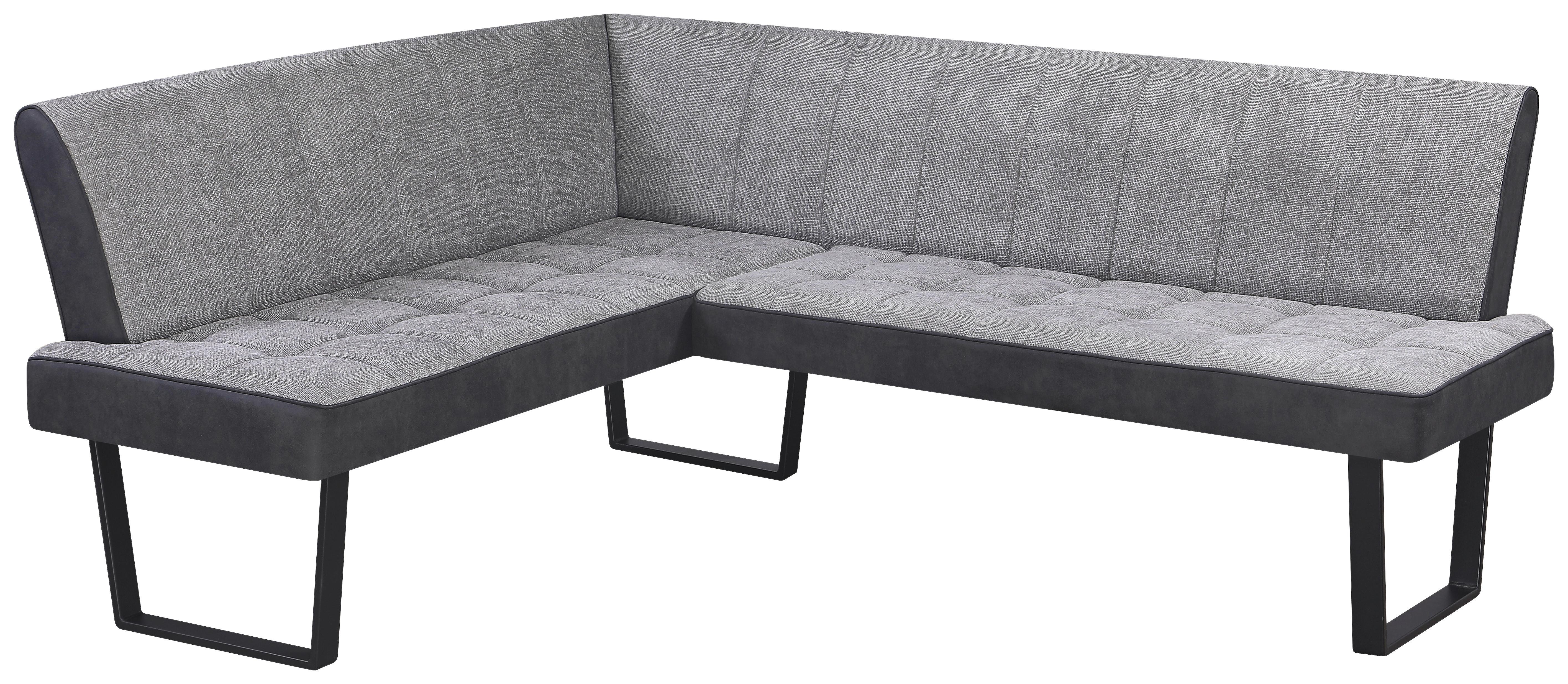 Eckbank Pag - Hellgrau/Schwarz, KONVENTIONELL, Textil/Metall (160/200cm) - MID.YOU