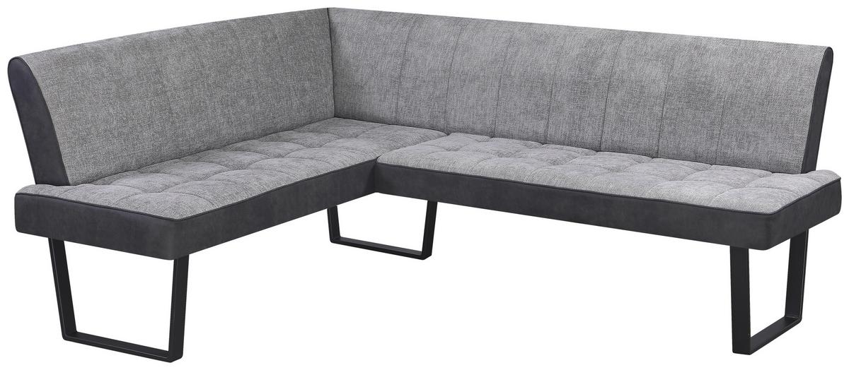 Eckbank Pag - Hellgrau/Schwarz, KONVENTIONELL, Textil/Metall (160/200cm) - MID.YOU