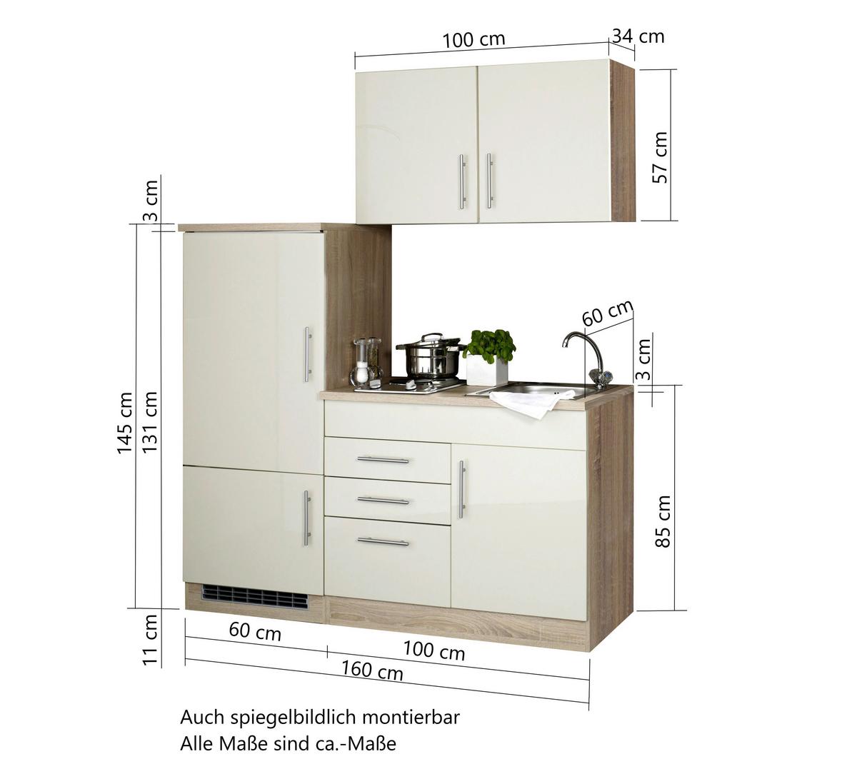 Küchenblock Toronto Weiß/graphitfarben B: 160 Cm - Graphitfarben/Weiß, MODERN, Holzwerkstoff (160cm) - Held
