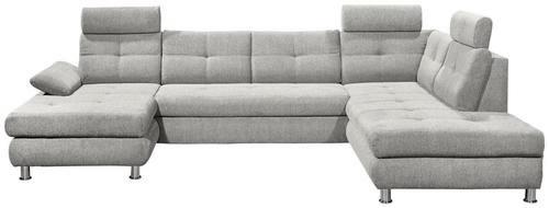 Wohnlandschaft mit Schlaffunktion Alba, Webstoff - Silberfarben, MODERN, Textil (177/349/233cm) - MID.YOU
