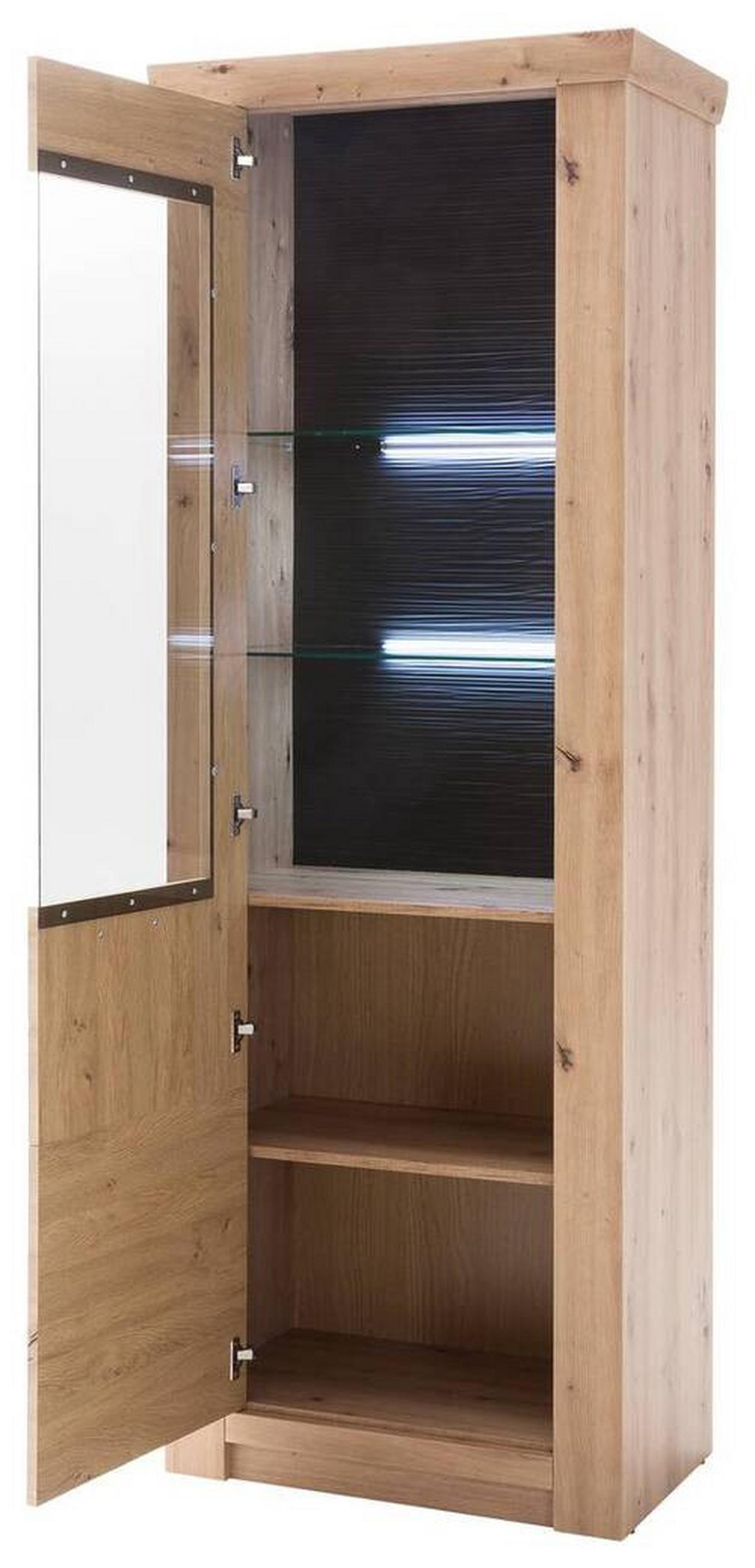 Vitrine B: 74 cm Meran Eichefarben - Eichefarben/Anthrazit, Design, Glas/Holz (74/211/45cm) - Livetastic