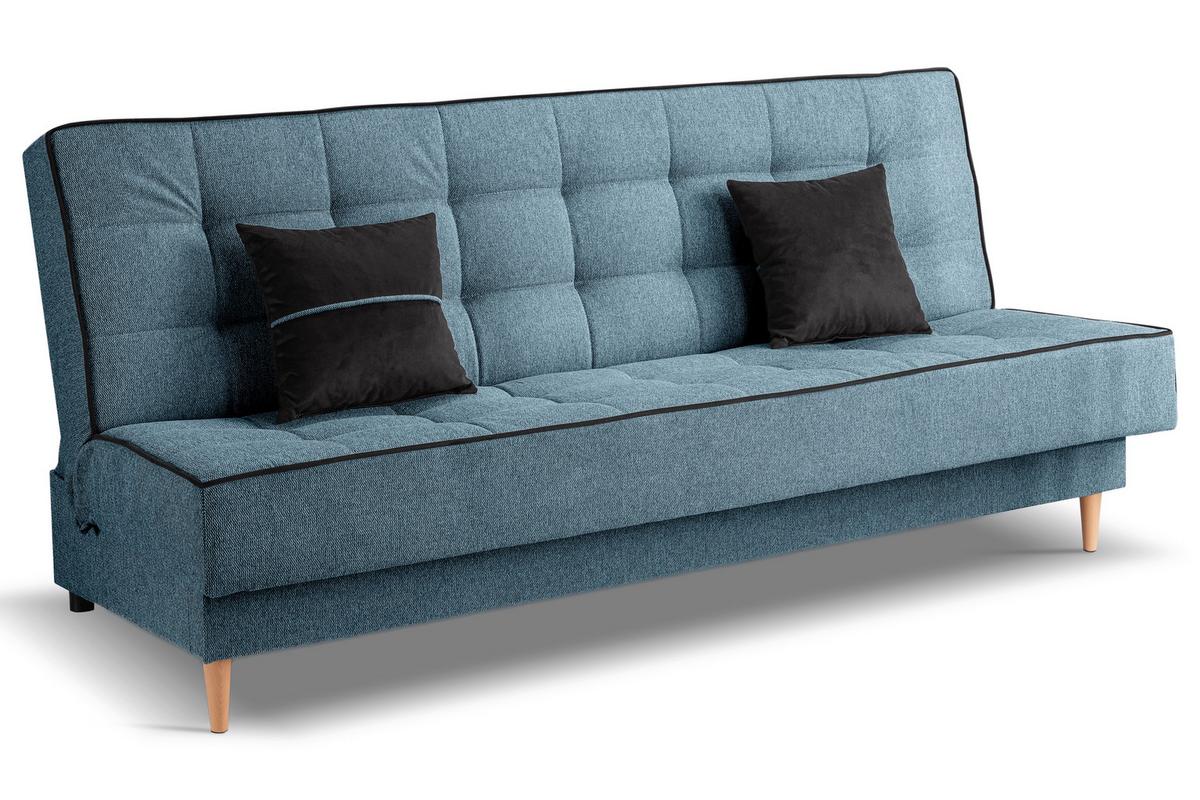 Schlafsofa Bono Blau B: 199cm - Hellbraun/Blau, Basics, Holz/Textil (199/91/91cm) - MID.YOU