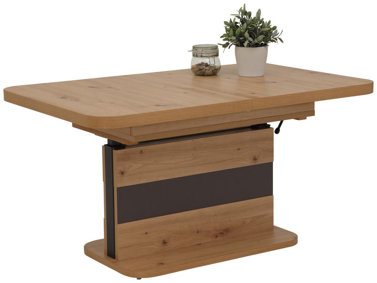 Couchtisch Höhenverstellbar + Ausziehbar Gustav, Eiche Dekor - Eichefarben/Anthrazit, MODERN, Holzwerkstoff (110-150/70/58-76cm) - MID.YOU