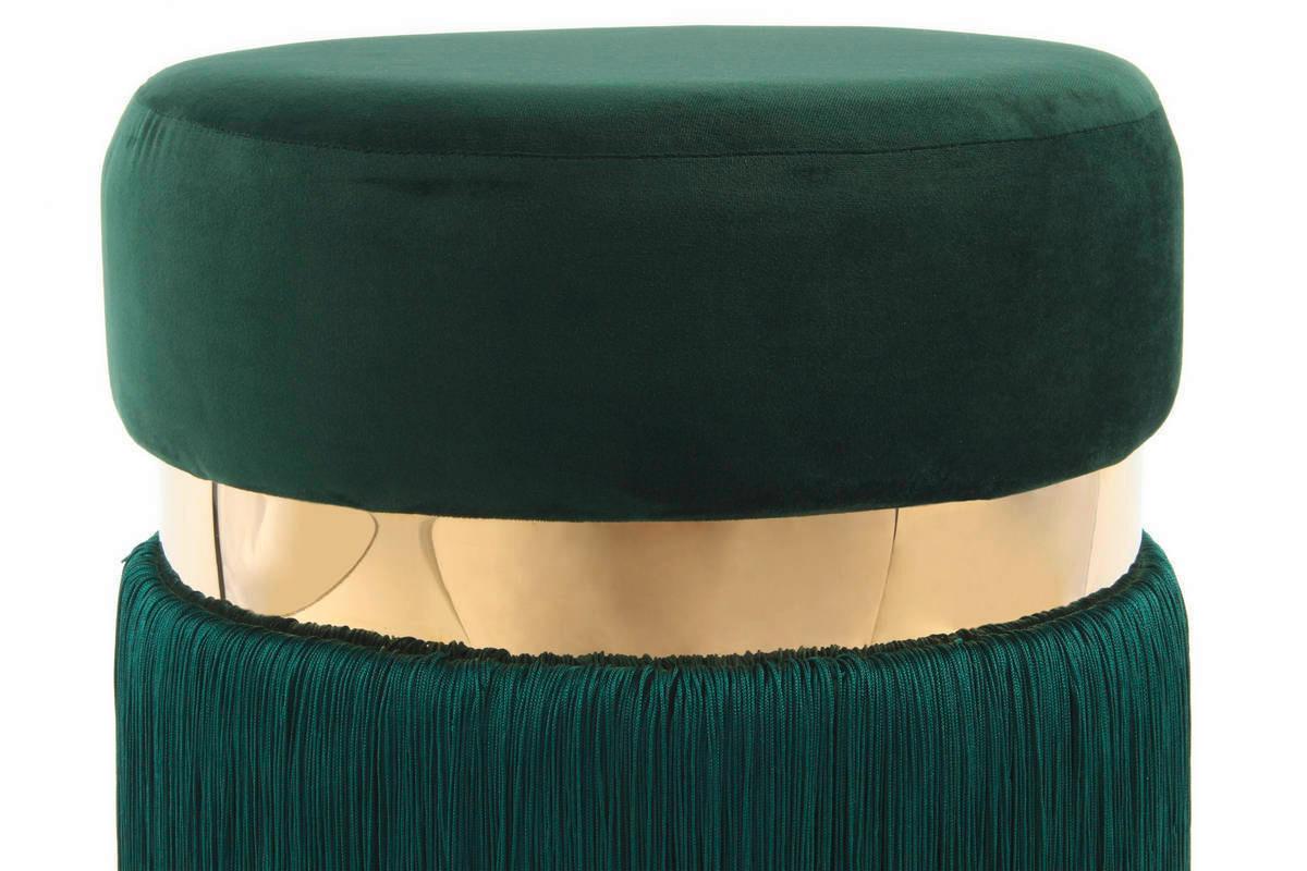 Hocker Bruih Textil Grün Gold Sitz Gepolstert H: 45 cm - Goldfarben/Grün, Design, Kunststoff/Textil (38/45/38cm) - Kayoom