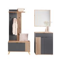 Garderobe Clever Anthrazit /Eichefarben B: 160cm - Eichefarben/Anthrazit, MODERN, Glas/Holzwerkstoff (160/139/38cm)