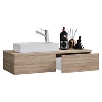 Waschbecken mit Unterschrank Gudas 85 cm, Sonoma Eiche - Weiß/Sonoma Eiche, Basics, Keramik/Holzwerkstoff (85cm) - MID.YOU