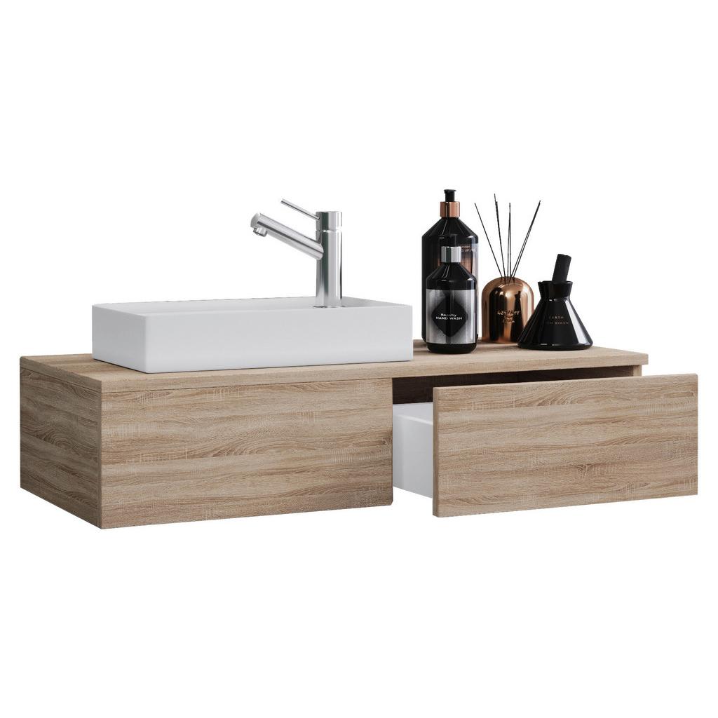 Waschbecken Mit Unterschrank Gudas 85 Cm, Sonoma Eiche