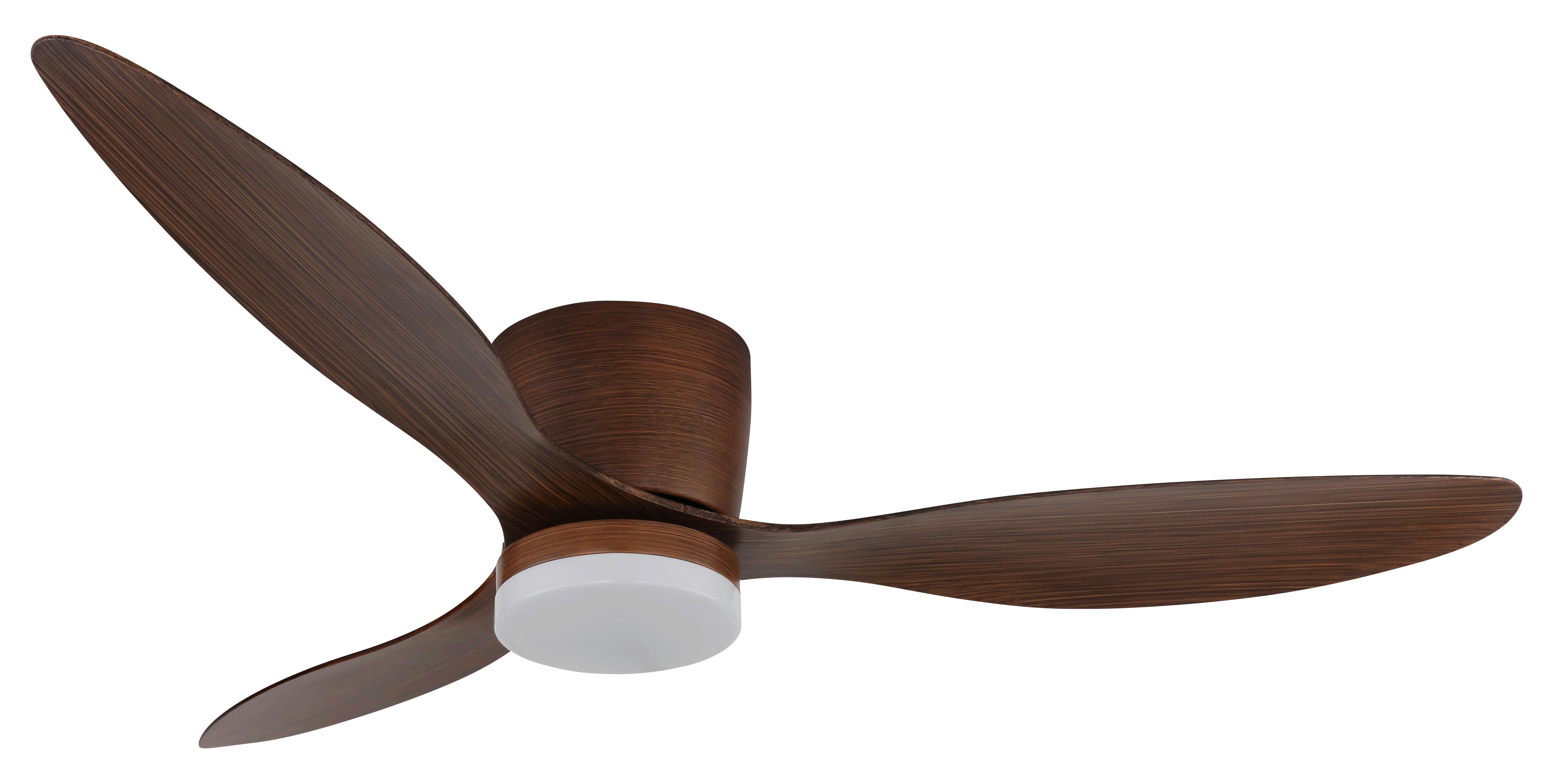 Deckenventilator Opal Dunkelbraun D: 131,5 cm - Dunkelbraun/Opal, KONVENTIONELL, Kunststoff/Metall (131,5/22,6cm) - Globo