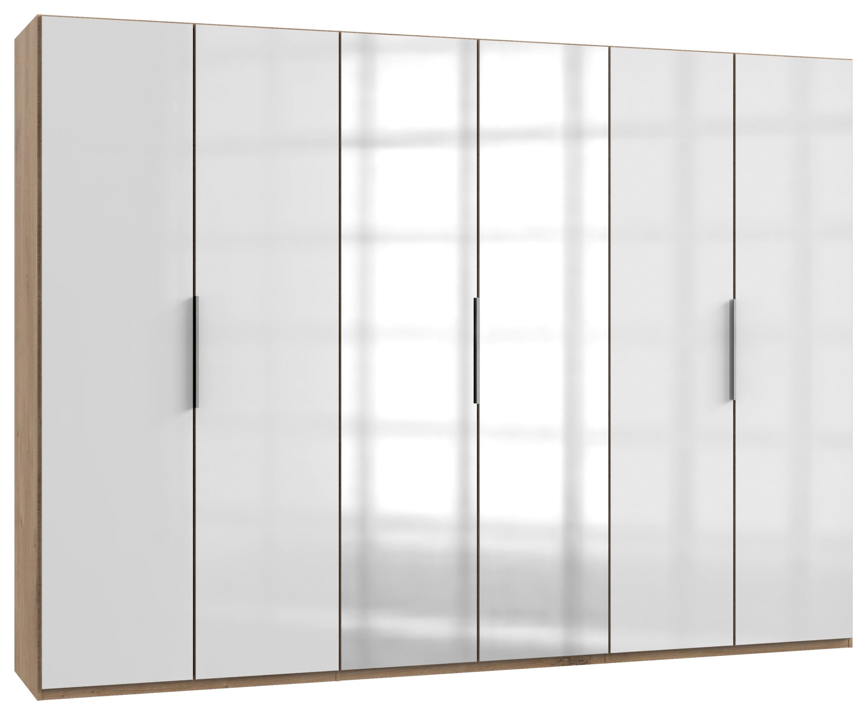 Šatníková skriňa LEVEL 36 D - biela s vysokým leskom/farba duba, Modern, kompozitné drevo (300/216/58cm) - MID.YOU