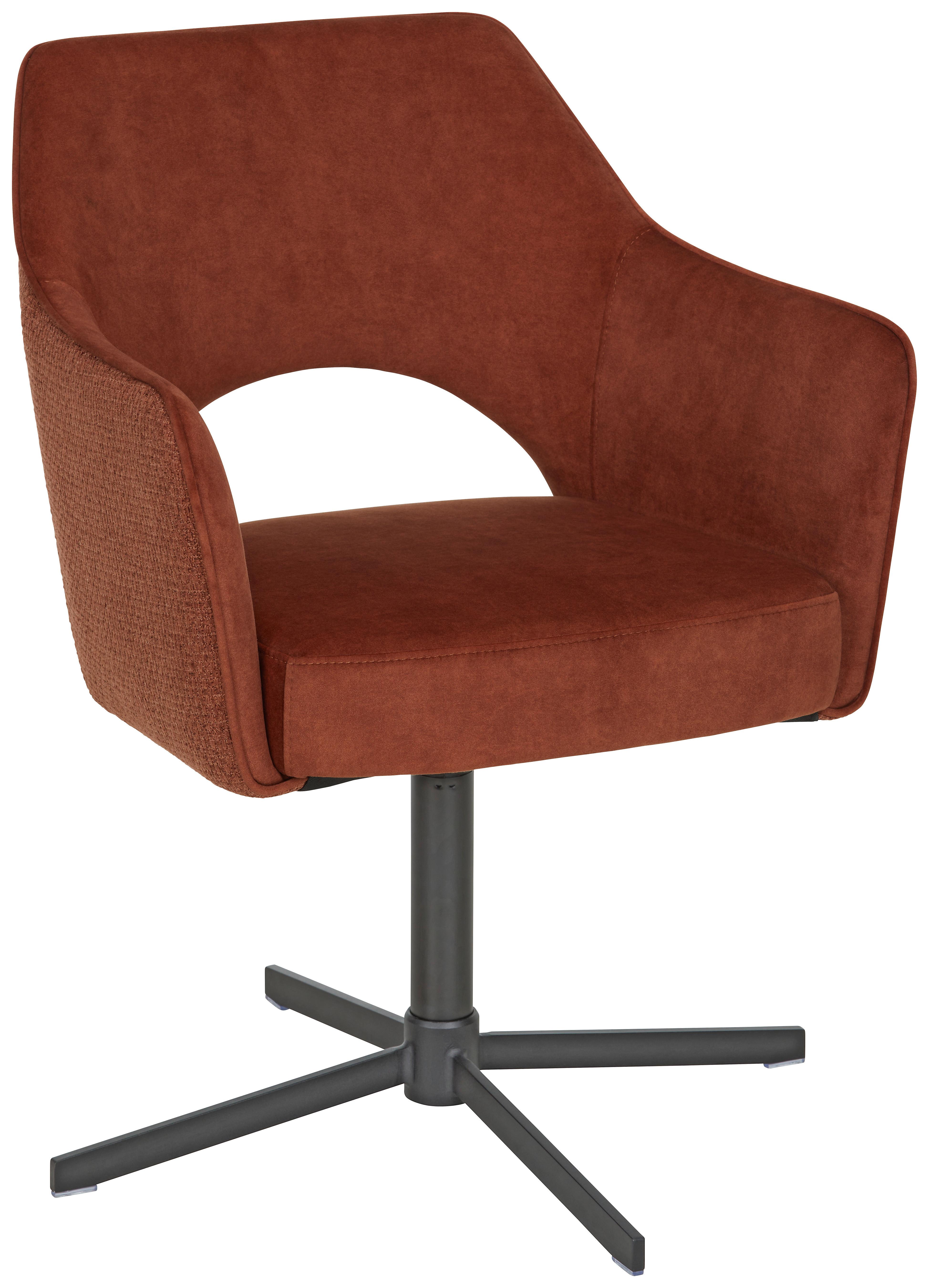 STOLIČKA S PODRÚČKAMI VALLETTA - čierna/hrdzavá, Konventionell, kov/textil (61/85/60cm) - Premium Living