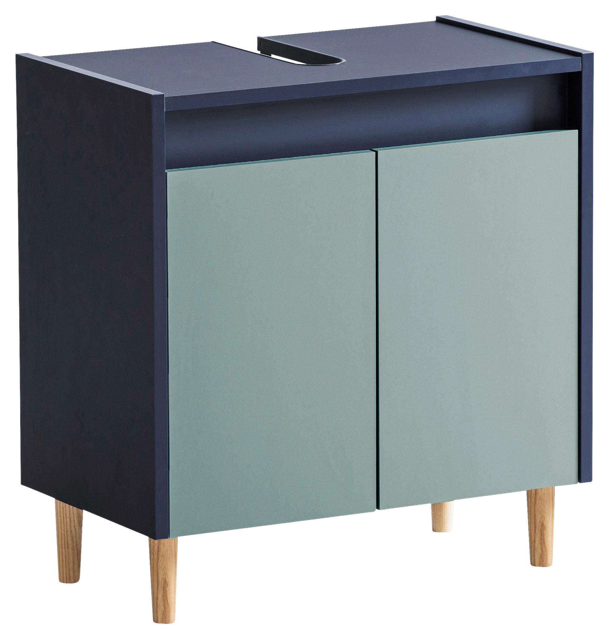 Waschbeckenunterschrank Lovis Wbu 570 - Eschefarben/Dunkelblau, MODERN, Holzwerkstoff (56,9/60,1/33,0cm) - MID.YOU