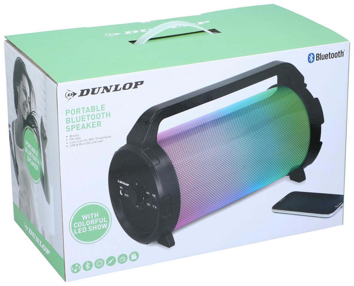 Bluetooth-lautsprecher Dunlop 15 W, Inkl. Discolicht - Schwarz, Basics, Metall (17,1/21,8/35cm)