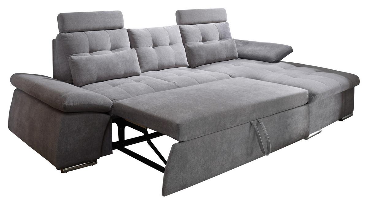 Sedací souprava s rozkladem Nalo tmavě šedá - barvy stříbra/tmavě šedá, Konvenční, kompozitní dřevo/textil (268/170cm) - MID.YOU