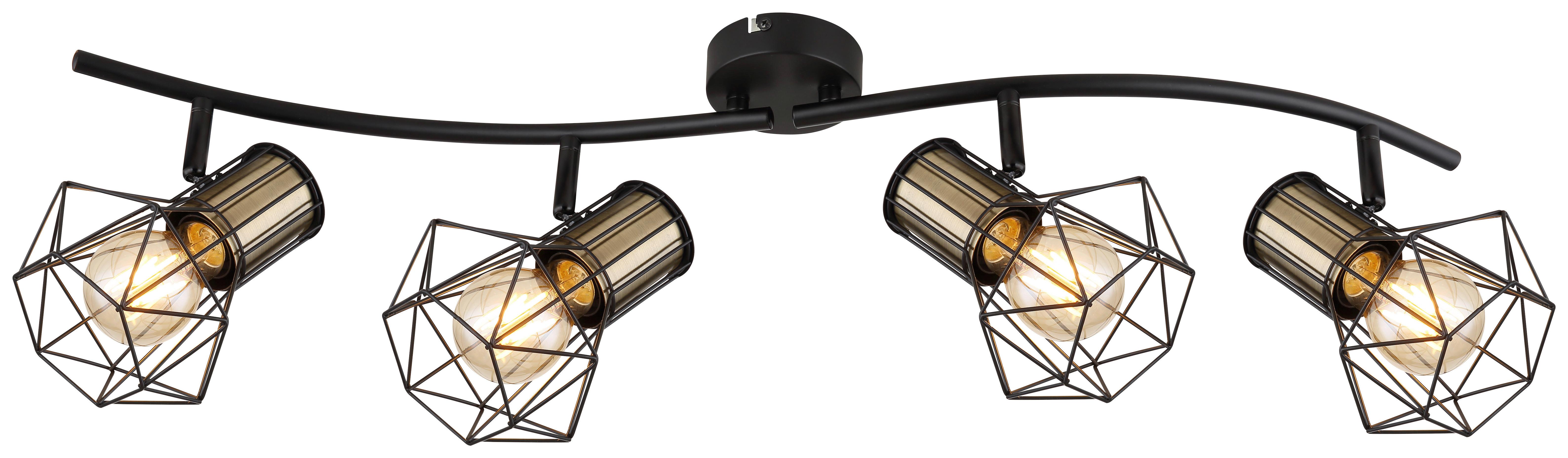 Strahler Priska  4-flammig Verstellbar L: 80 Cm - Messingfarben/Schwarz, Trend, Metall (80/22,5cm) - Globo