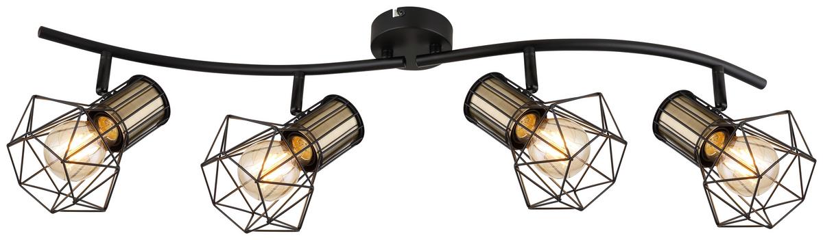 Strahler Priska  4-Flammig verstellbar L: 80 cm - Messingfarben/Schwarz, Trend, Metall (80/22,5cm) - Globo