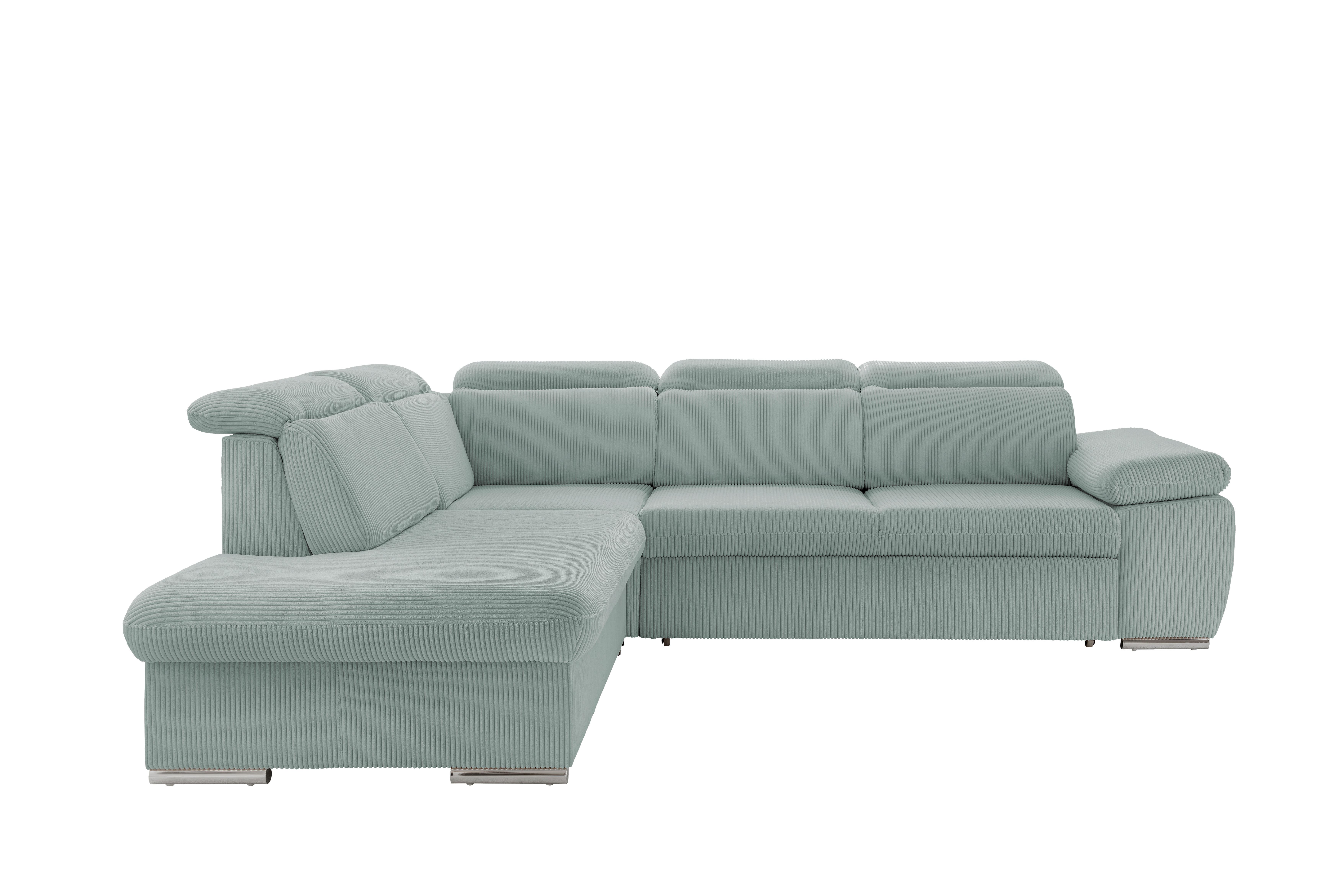 Ecksofa Vasto Hellblau S: 228x283 cm - Chromfarben/Hellblau, Design, Textil (228/283cm) - Livetastic