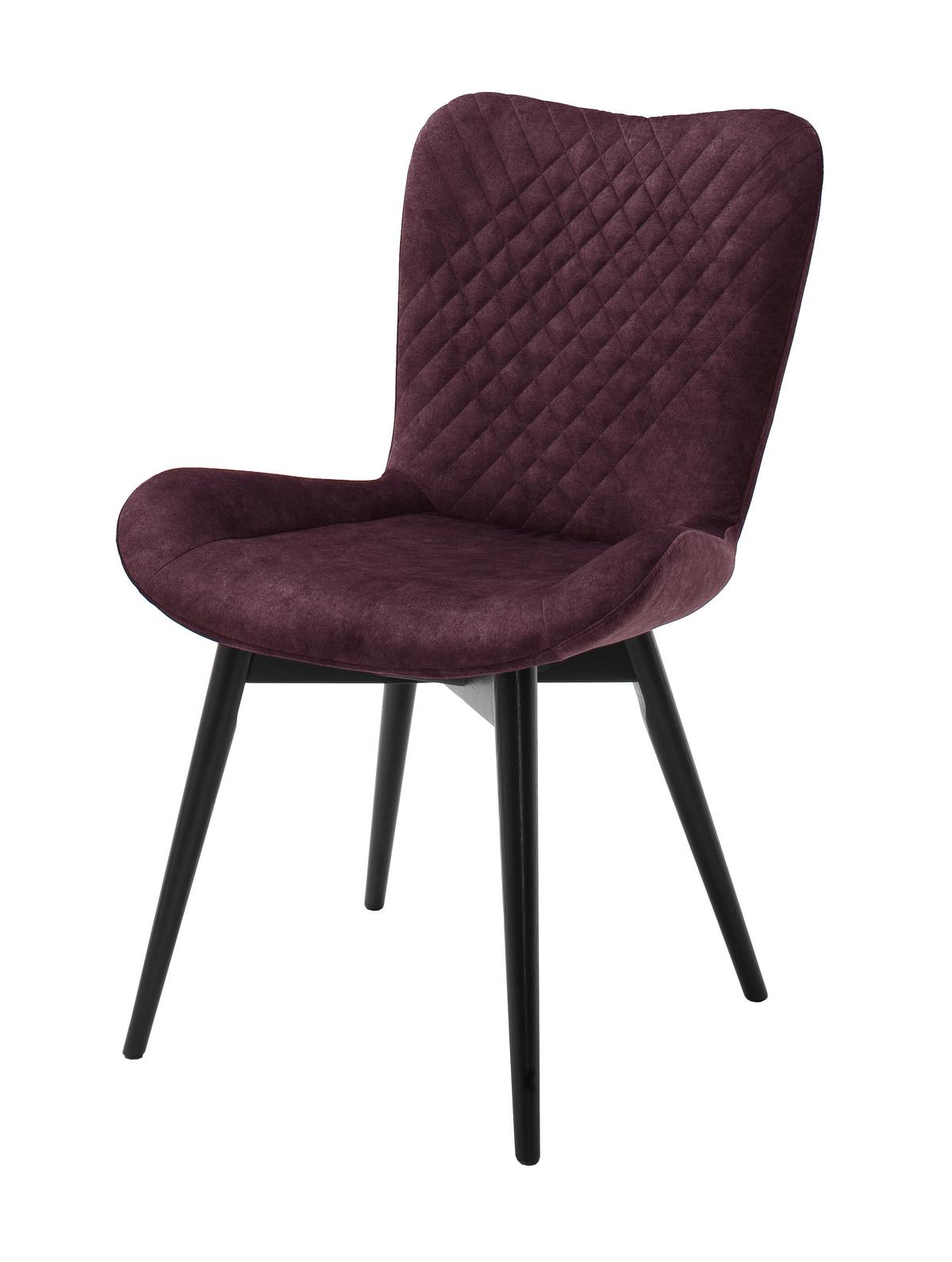 Stuhl Sarander Bordeaux Echtholz-Beine - Bordeaux/Schwarz, Basics, Holz/Textil (58/88/67cm) - MID.YOU