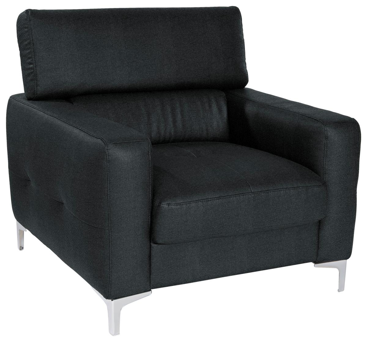 Polstersessel Sammy Schwarz - Chromfarben/Schwarz, Design, Textil (99/78-92/106cm) - Livetastic