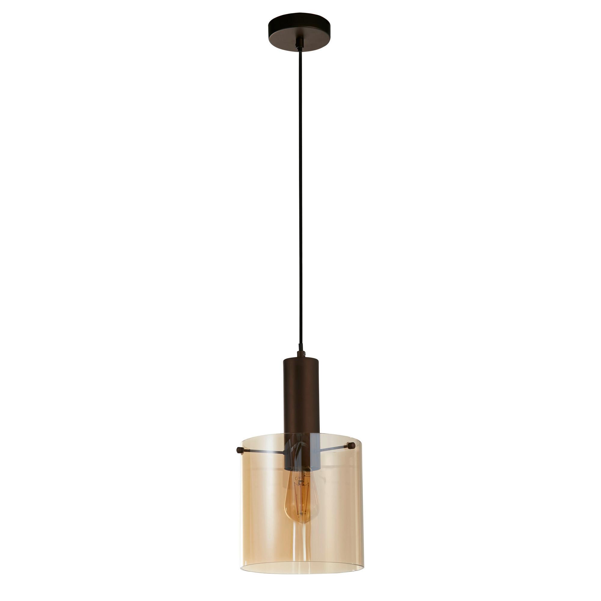 Hängeleuchte 88910-1mo - Bernsteinfarben, Design, Glas/Metall (20/35-120/20cm)