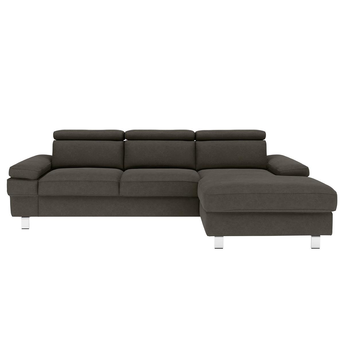 Ecksofa Elvis, Anthrazit S: 259x182 Cm - Anthrazit/Silberfarben, KONVENTIONELL, Textil (259/182cm) - Trendmanufaktur