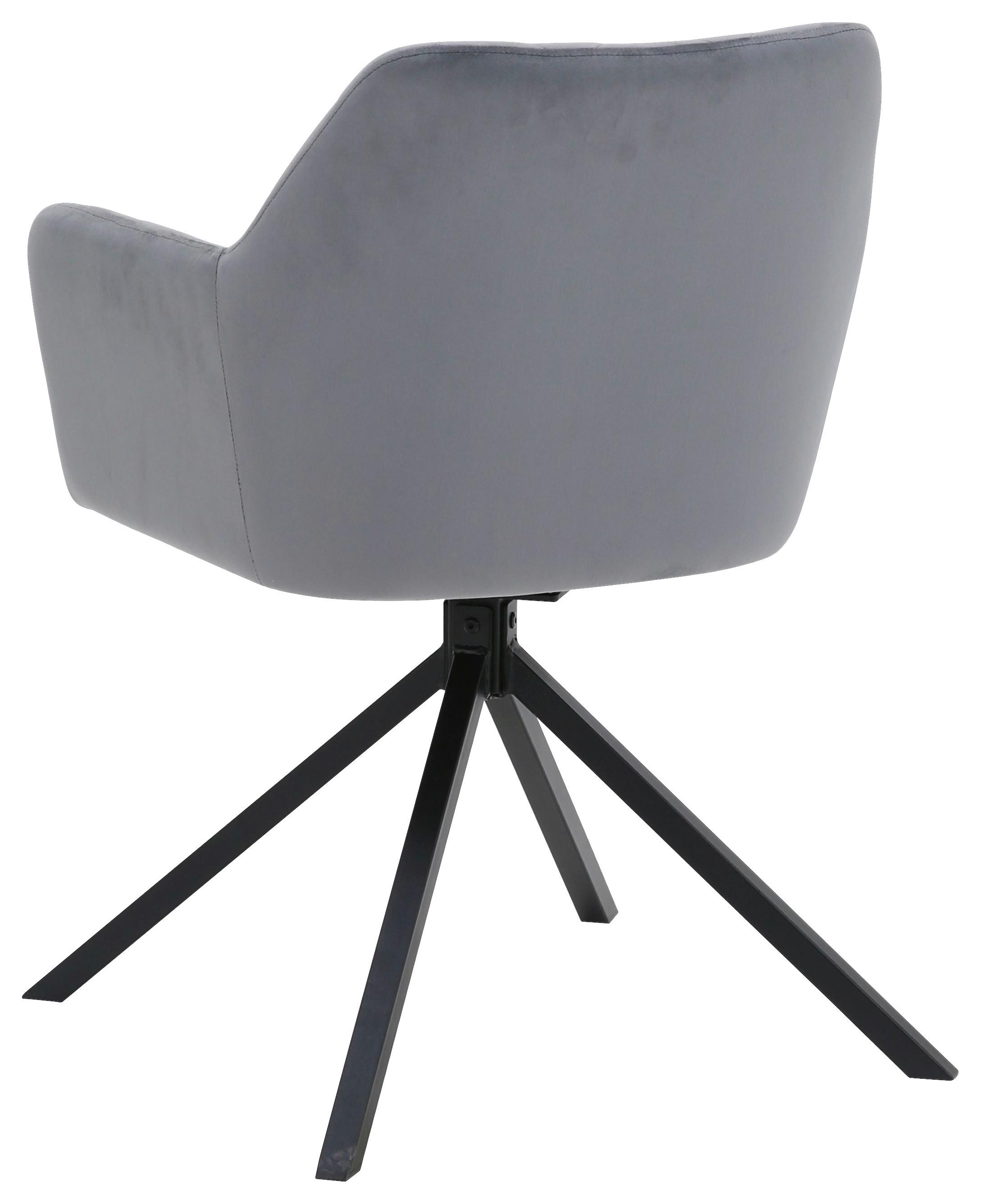 Stuhl Patti Hellgrau, Sitzfl. 360° drehbar - Hellgrau/Schwarz, KONVENTIONELL, Textil/Metall (58/81/54cm)