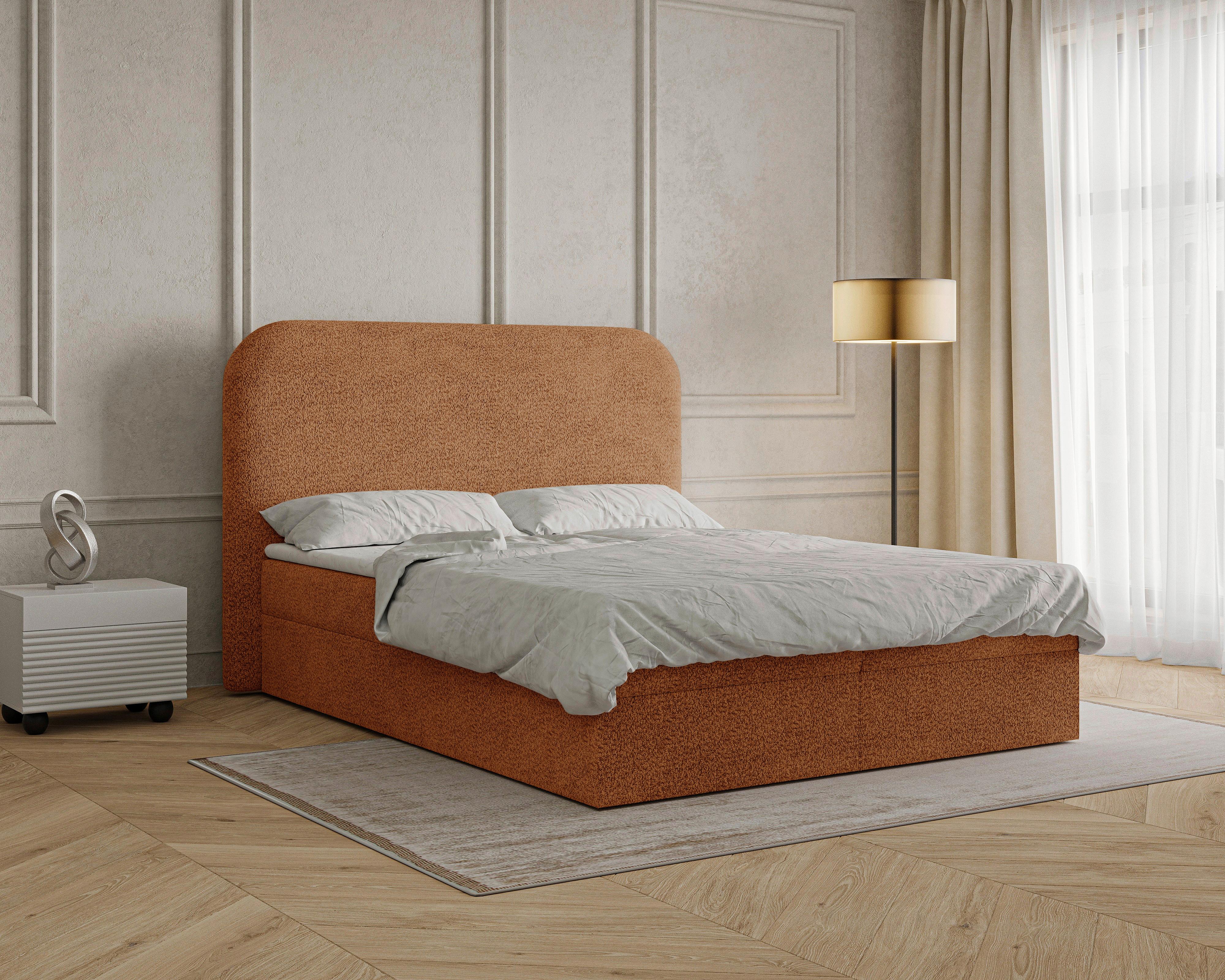Boxbett London mit Topper 180x200 - Terracotta/Schwarz, MODERN, Holz/Kunststoff (180/200cm) - Livetastic