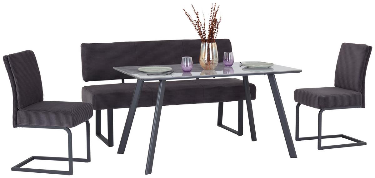 Jedálenský stôl GEORGE 140x80 - čierna/sivá, Konventionell, kov/kompozitné drevo (140/76/80cm)