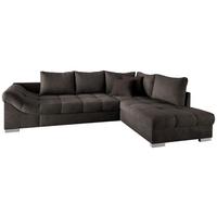 Eckschlafsofa Alvito Dunkelbraun S: 298/202 Cm - Dunkelbraun/Silberfarben, Design, Textil (298/202cm) - MID.YOU