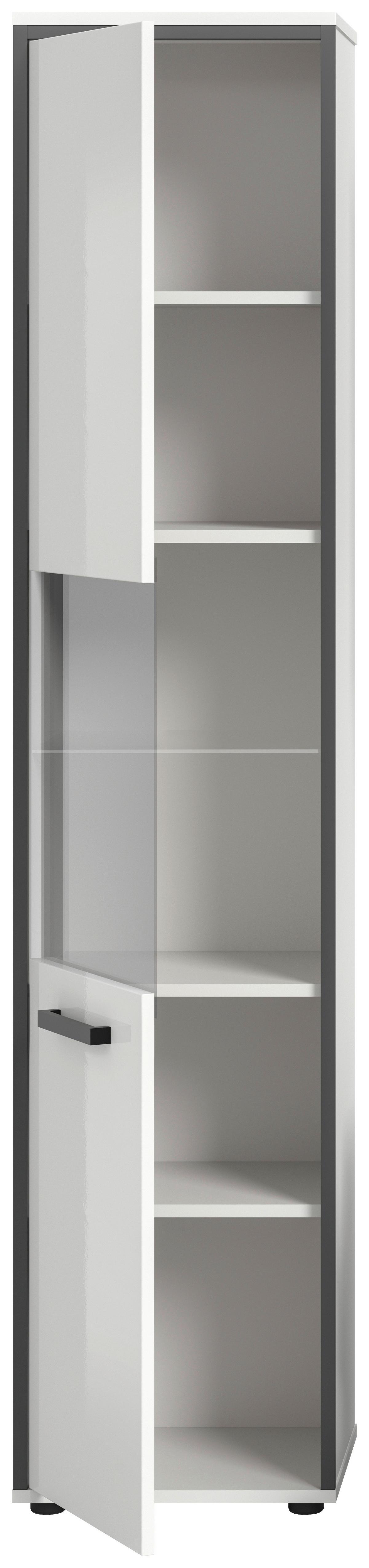 Hochschrank Kojak, Weiß Hochglanz B: 40 Cm - Weiß Hochglanz/Schwarz, MODERN, Holzwerkstoff (40/188/34cm) - MID.YOU