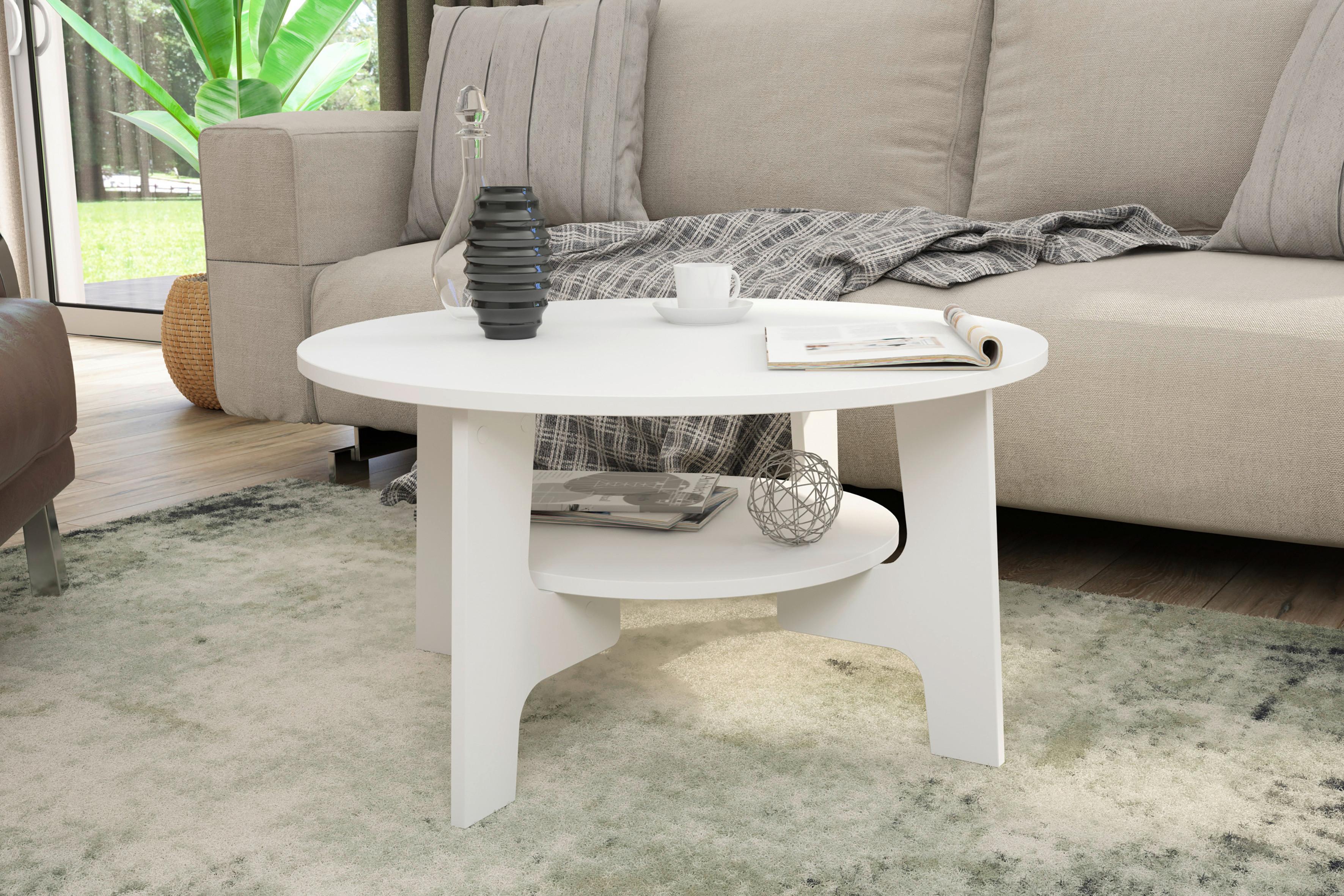 Couchtisch Rund Jonny Weiß - Weiß, KONVENTIONELL, Holzwerkstoff (80/80/42,5cm) - MID.YOU