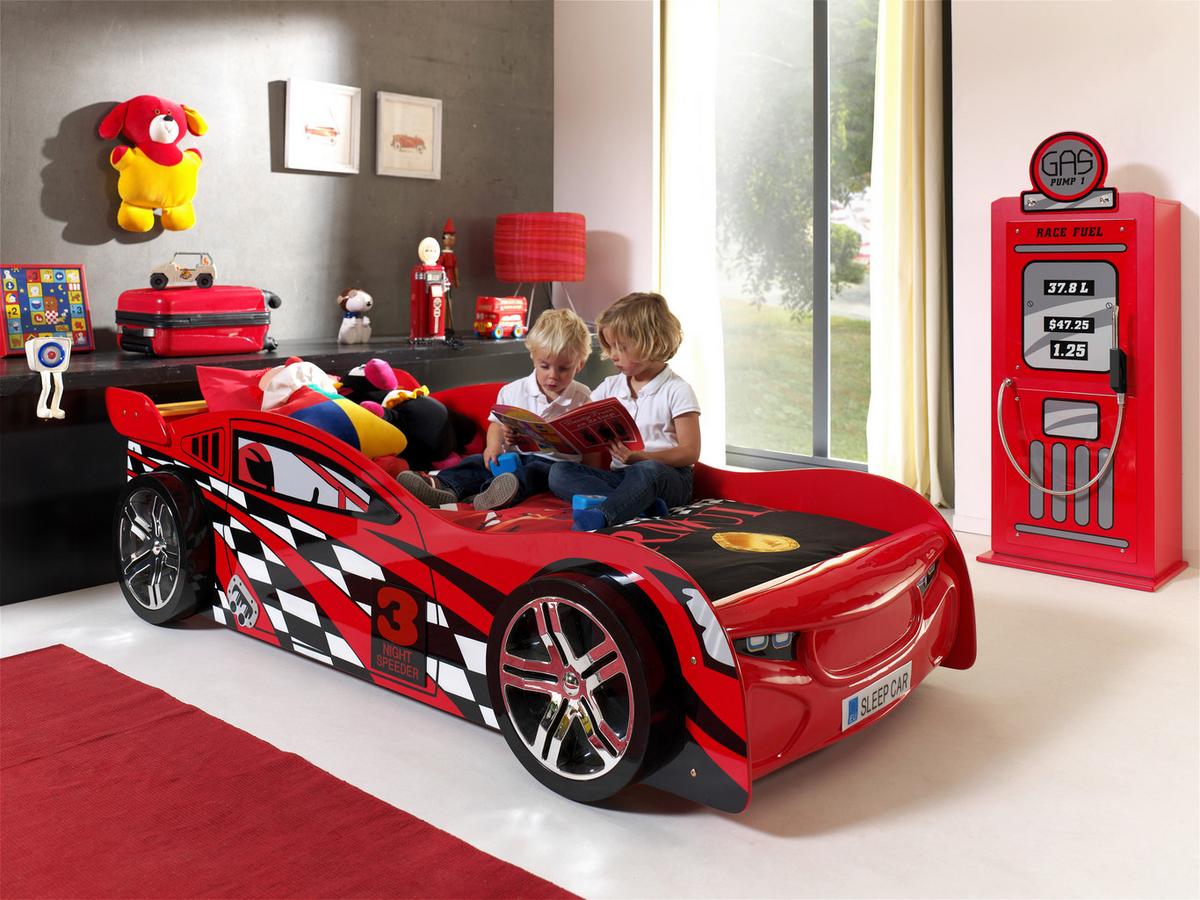 Autobett Night Speeder 90x200 Cm Rot +verzierungen - Rot, MODERN, Holzwerkstoff (90/200cm) - MID.YOU