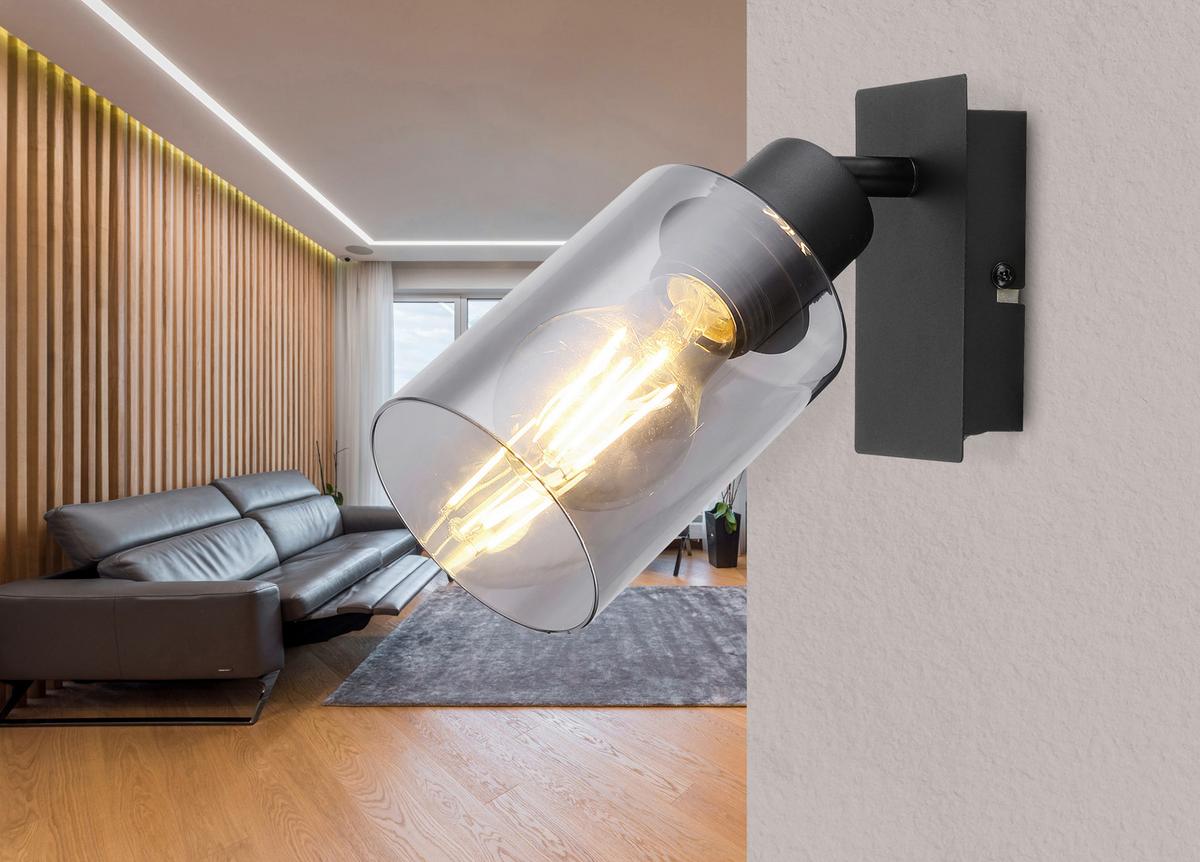 Strahler 15465-1 - Schwarz/Grau, Glas/Metall (9/18/20cm) - Globo