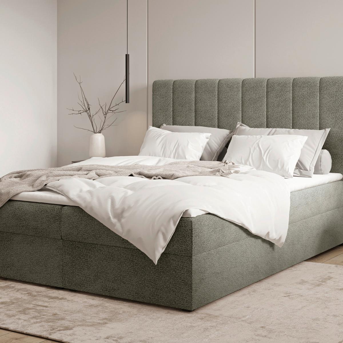 Boxbett Paris Lf: 180x200 Grün - Schwarz/Grün, MODERN, Holz/Kunststoff (180/200cm) - MID.YOU