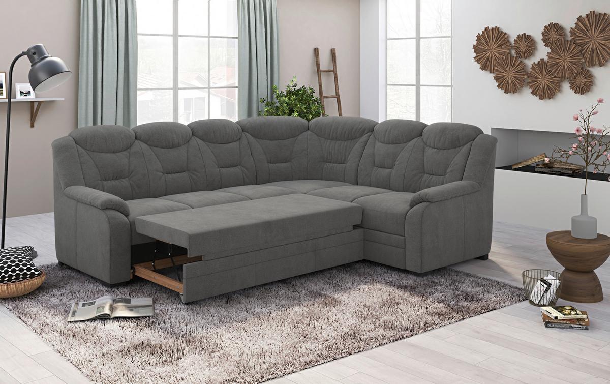 Ecksofa Marcus Anthrazit S: 263x211 cm - Anthrazit/Schwarz, Basics, Textil (263/211cm) - MID.YOU