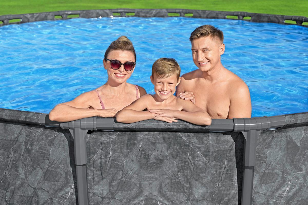 Pool Leonie - Blau/Dunkelgrau, KONVENTIONELL, Kunststoff/Metall (549/132cm) - Bestway