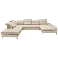 Ecksofa Melfi Sandfarben U: 245 Cm - Sandfarben/Silberfarben, MODERN, Textil (245/350/168cm) - MID.YOU