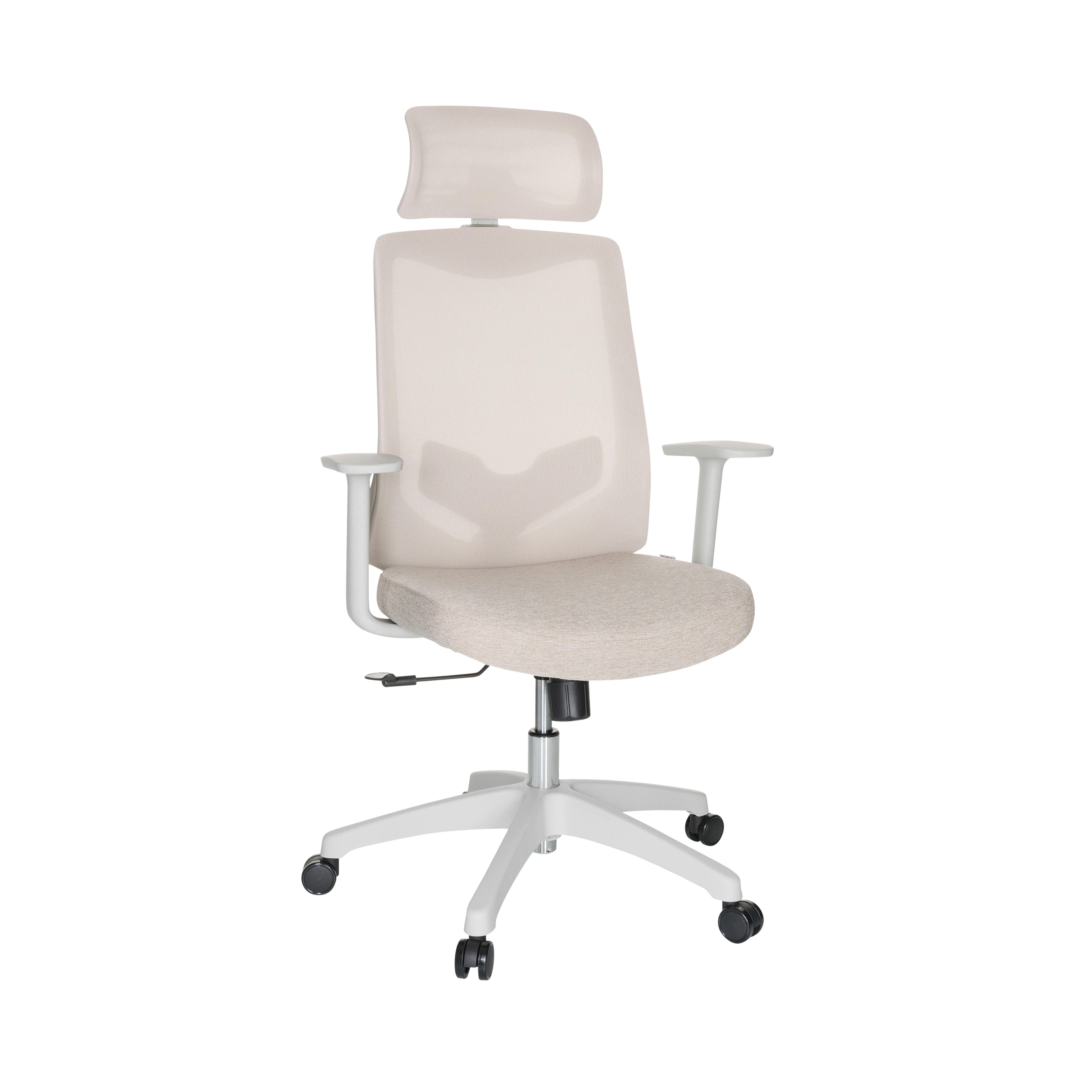 Bürostuhl Mikeo Hellgau/ Beige Bis 120 Kg - Beige/Hellgrau, Basics, Kunststoff/Textil (69/115/68cm) - MID.YOU