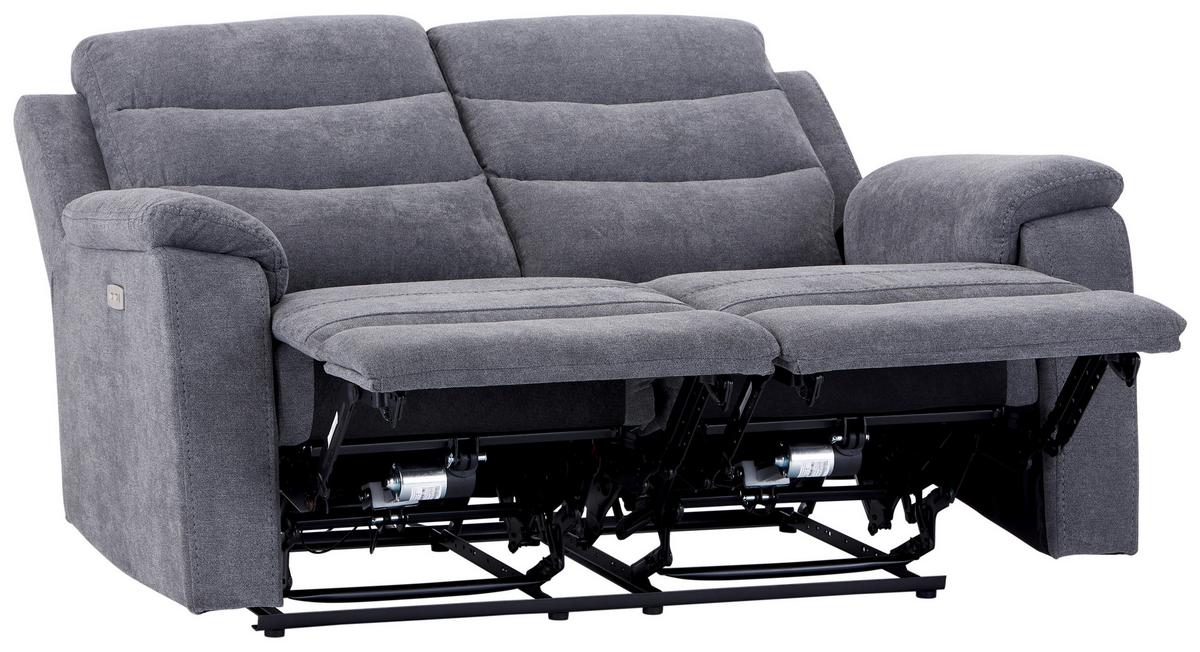 Dvoumístná relaxační pohovka Manchester, šedá - šedá/černá, Konvenční, textil/plast (153/102/93cm) - Based